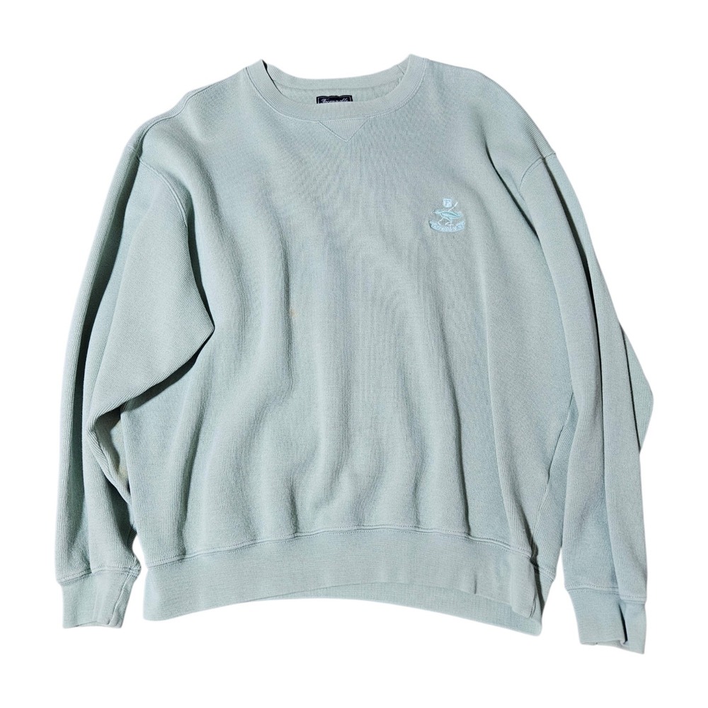 Vintage Faconnable Light Green Sweatshirt Pullover Long Sleeve Crew Emns Medium